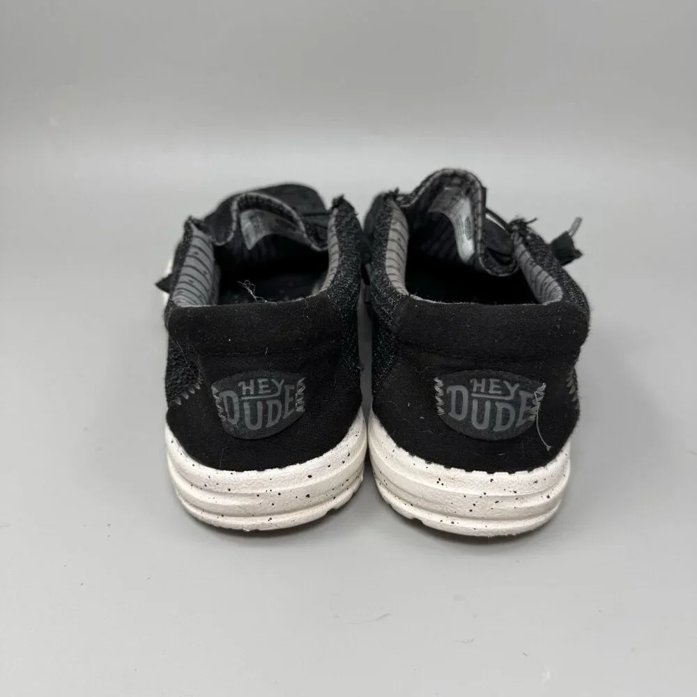 Hey Dude Wally Sox Men's Size 9 Black & White Ultralight Style Slip-On Shoes